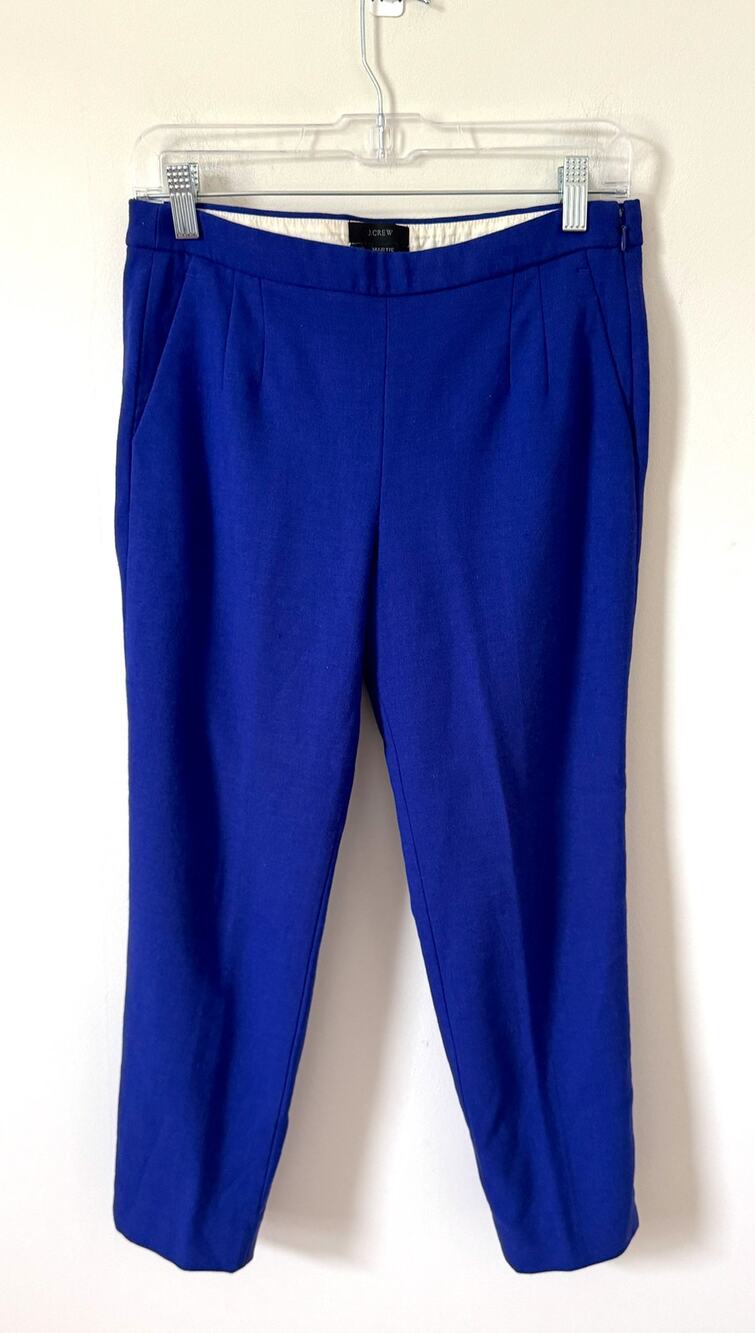 J.Crew The Martie Pant Blue Purple Wool Blend Side Zip Ankle Cropped Trousers 6P